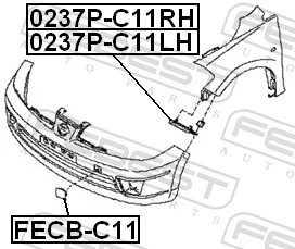 Cobertura de parachoques, enganche de remolque, delantera  para Nissan Tiida  C11X