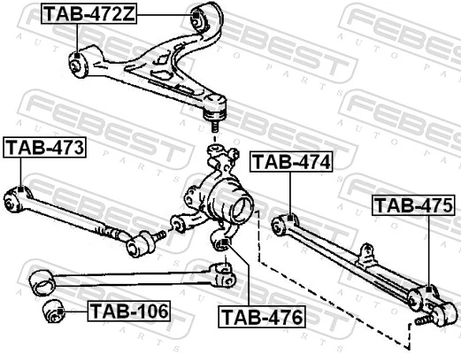 TAB473 Febest Buje interior del brazo transversal trasero