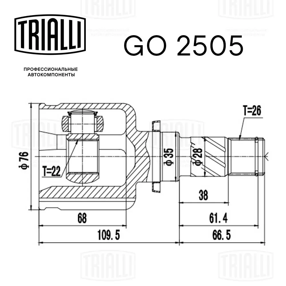 GO2505 Trialli Junta homocinética interna delantera izquierda