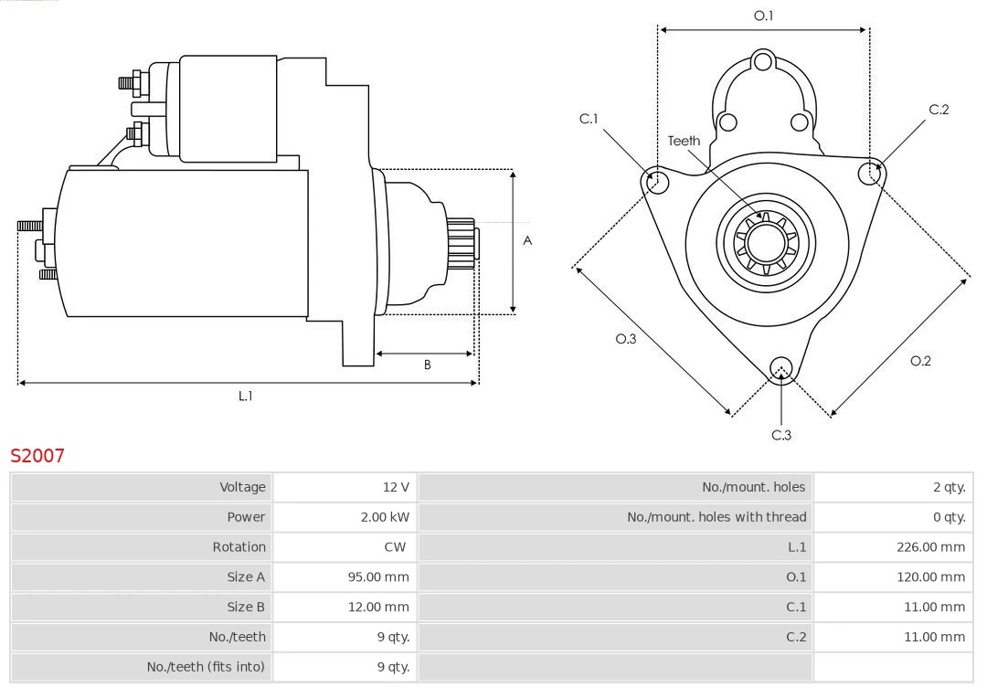 Motor de arranque S2007 As-pl