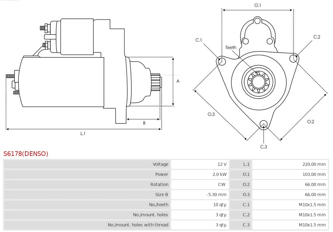 Motor de arranque S6178DENSO As-pl