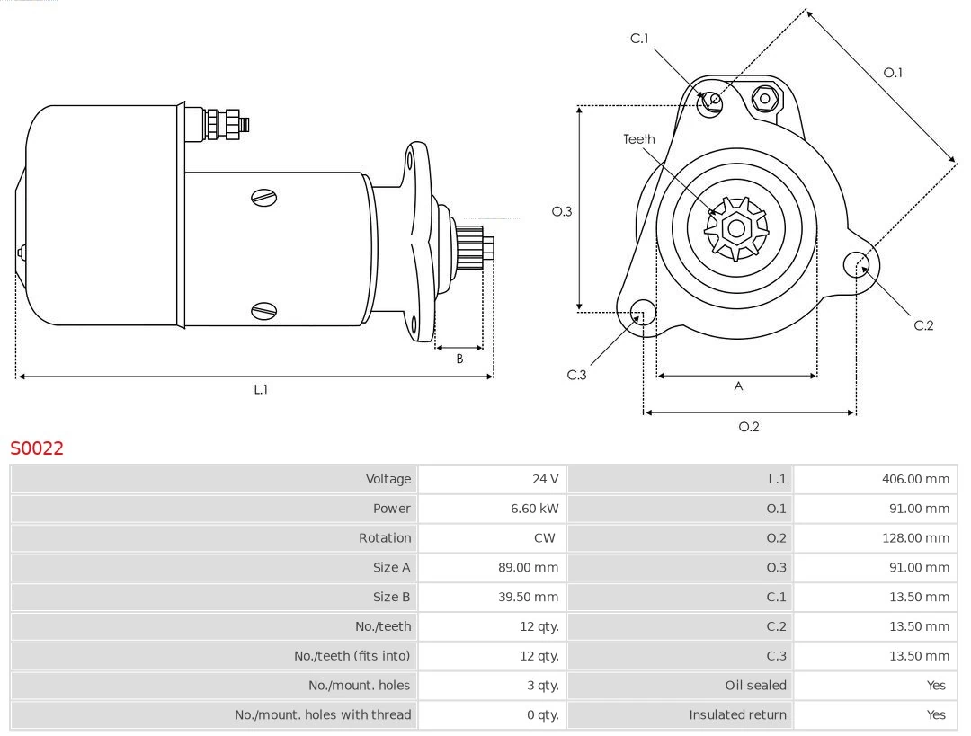 Motor de arranque S0022 As-pl