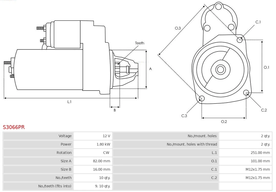 Motor de arranque S3066PR As-pl