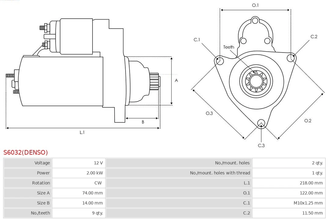 Motor de arranque S6032DENSO As-pl