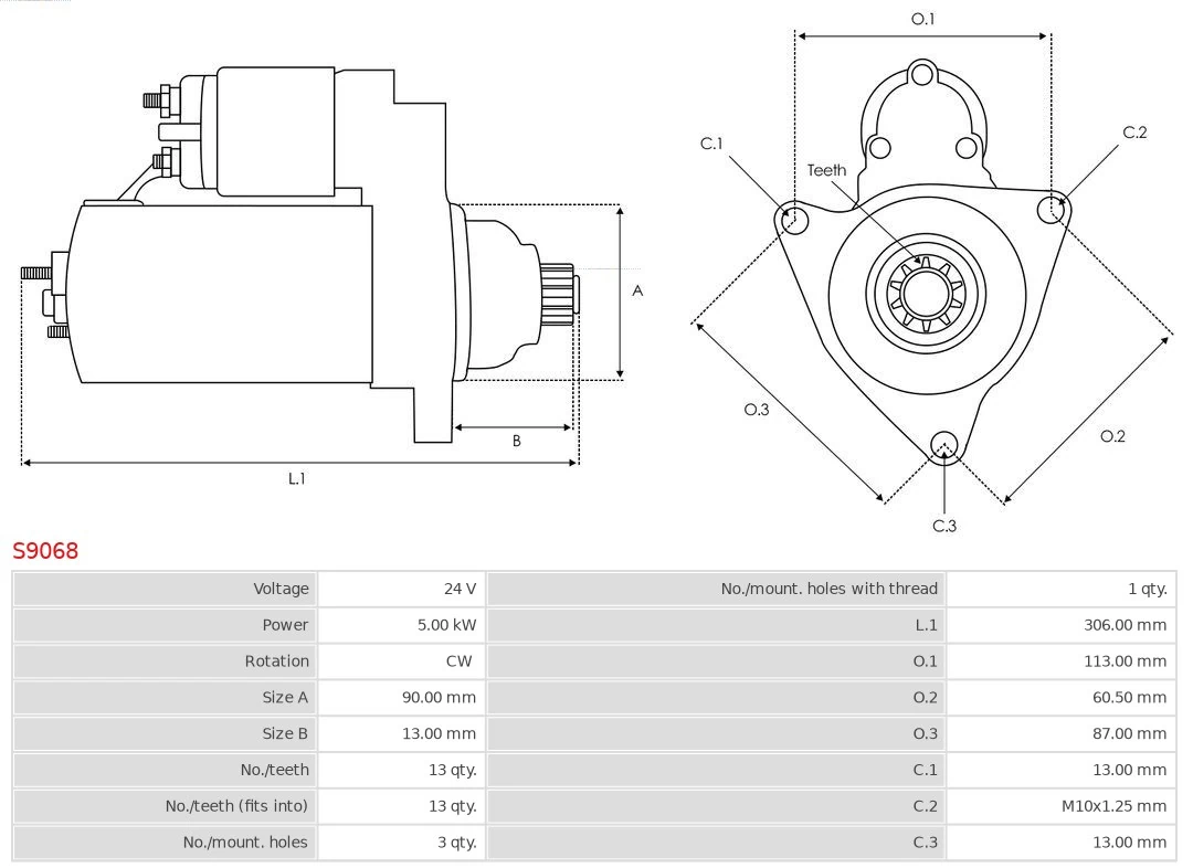 Motor de arranque S9068 As-pl