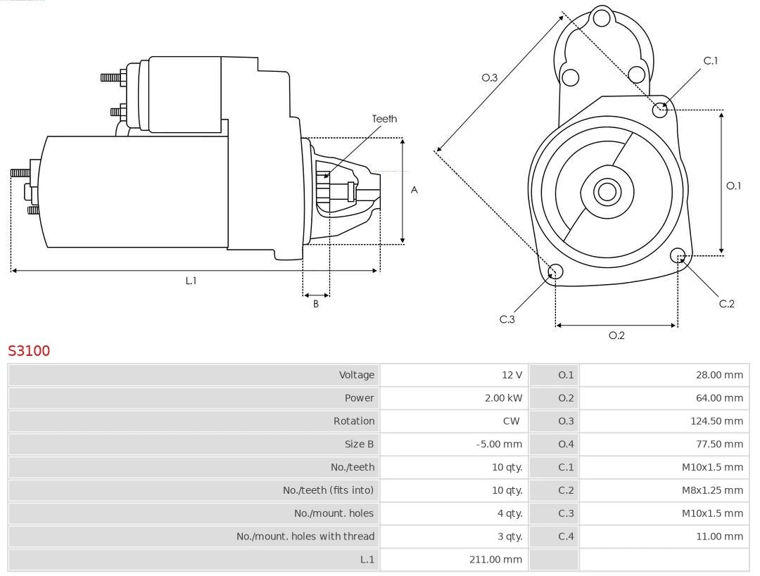 Motor de arranque S3100 As-pl