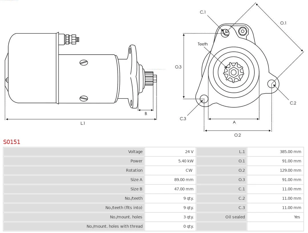 Motor de arranque S0151 As-pl