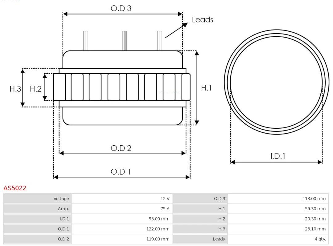 AS5022 As-pl Estátor del alternador