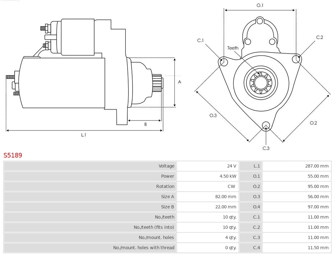 Motor de arranque S5189 As-pl