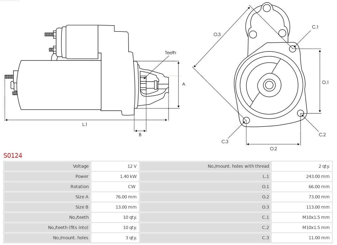Motor de arranque S0124 As-pl