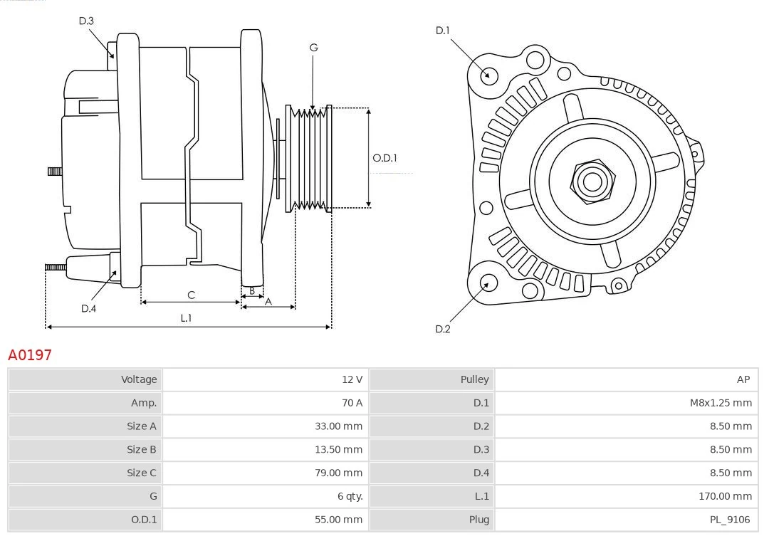 Alternador A0197 As-pl