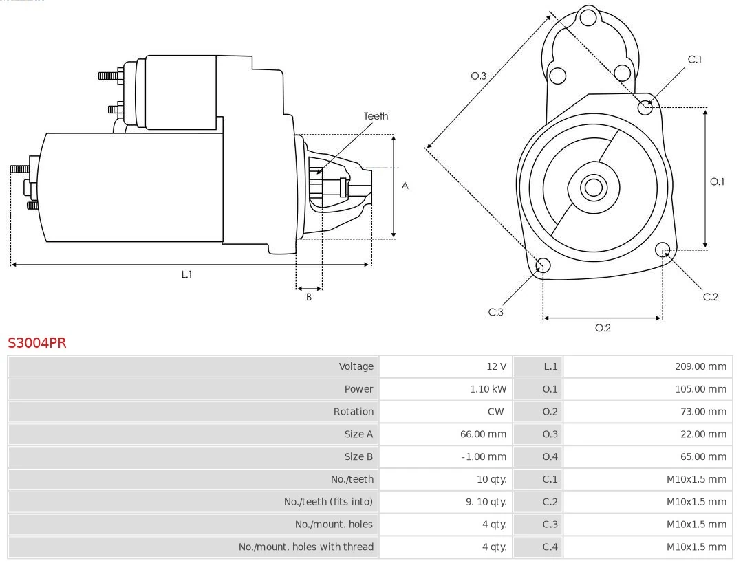 Motor de arranque S3004PR As-pl