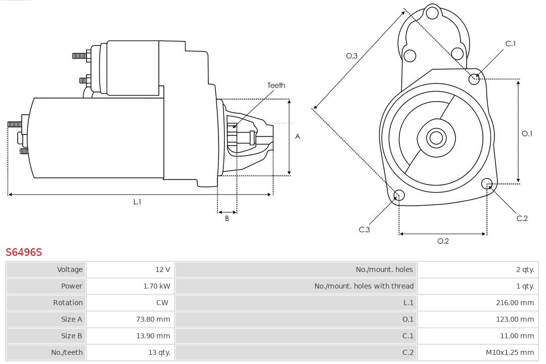 Motor de arranque S6496S As-pl
