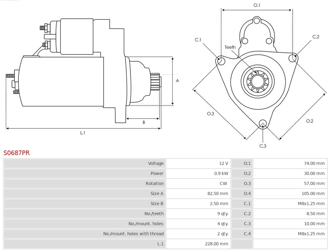 Motor de arranque S0687PR As-pl