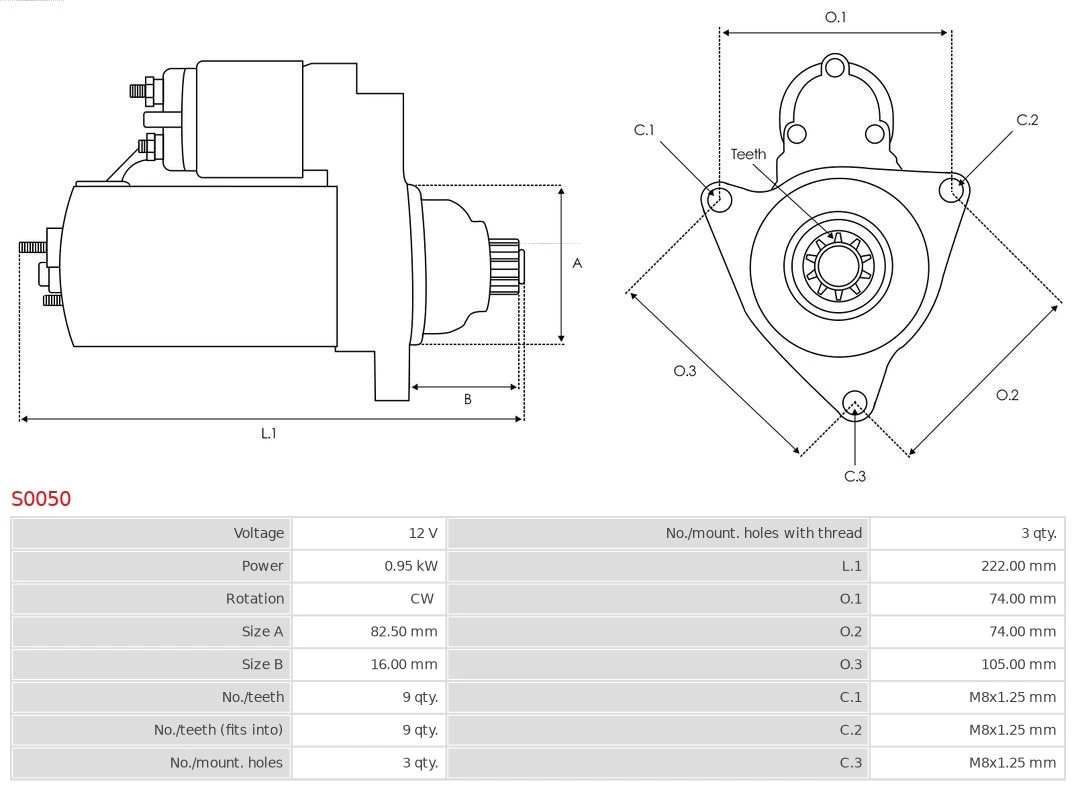 Motor de arranque S0050 As-pl