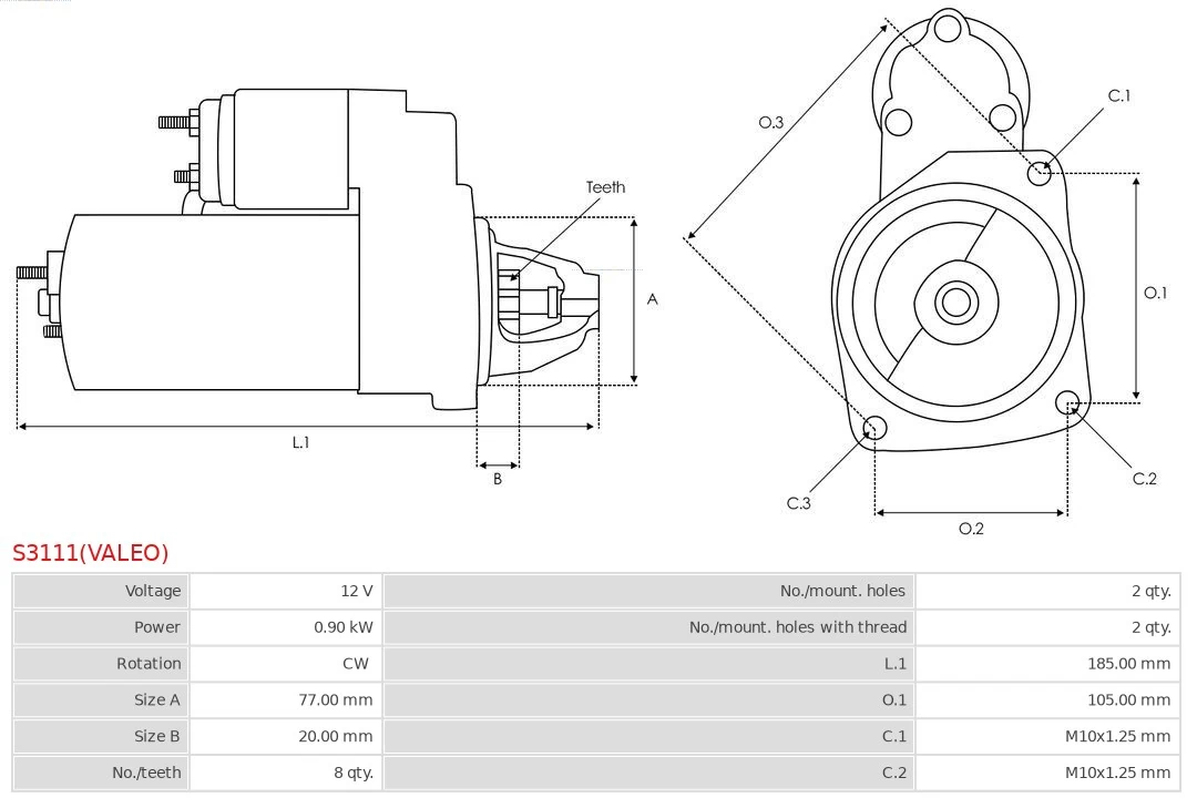 Motor de arranque S3111VALEO As-pl