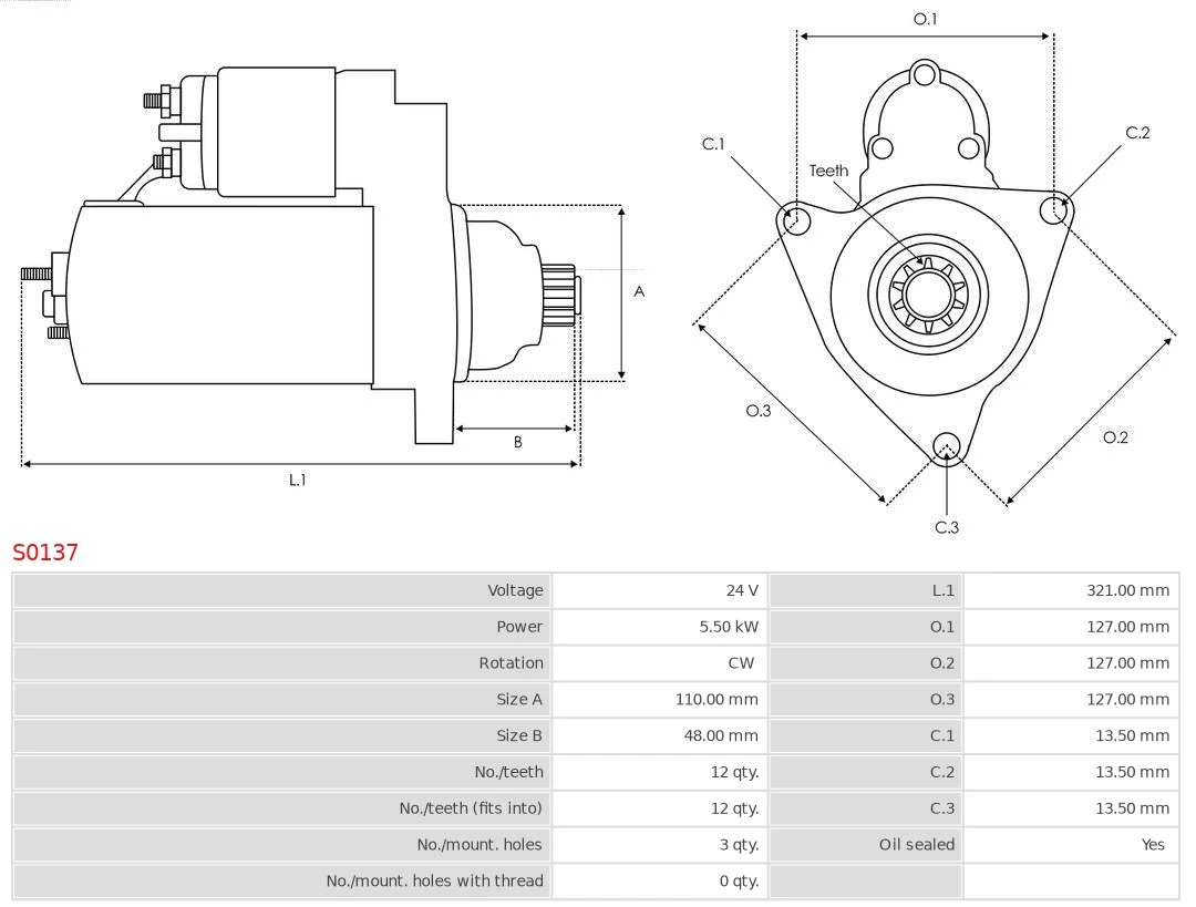 Motor de arranque S0137 As-pl