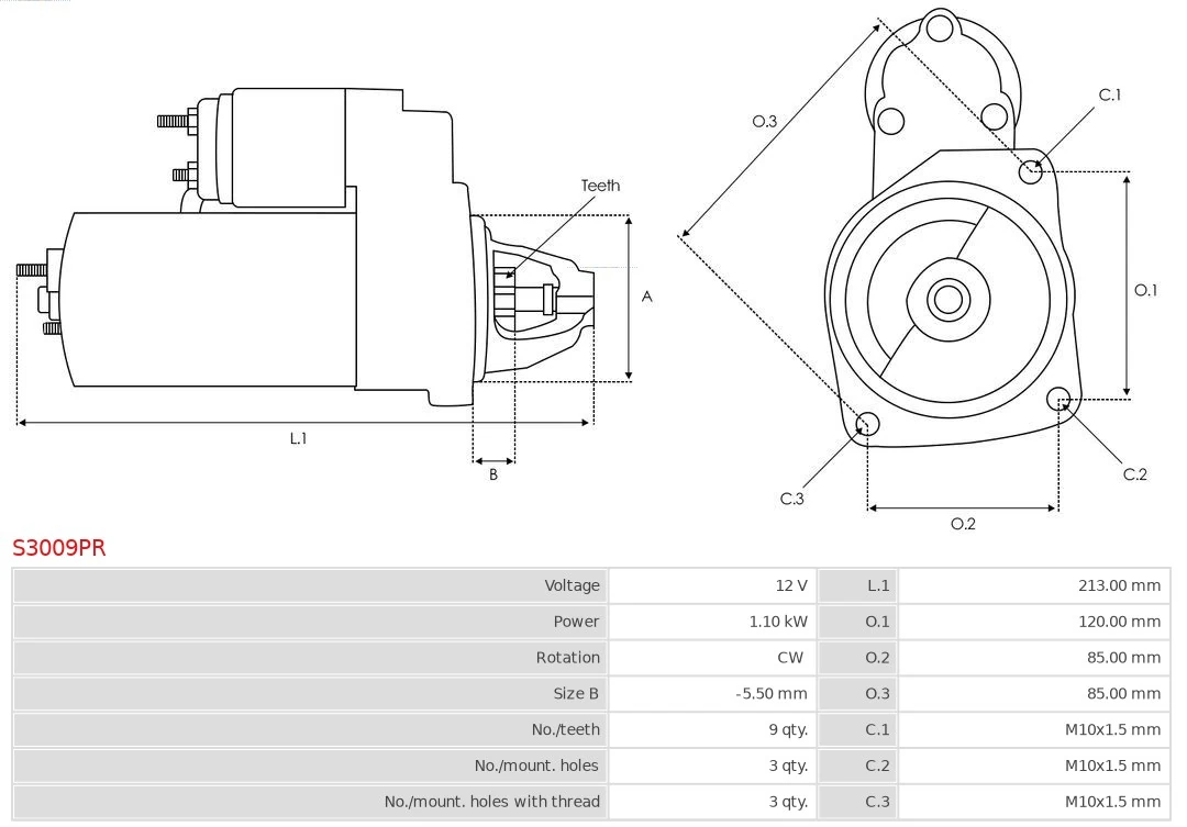 Motor de arranque S3009PR As-pl