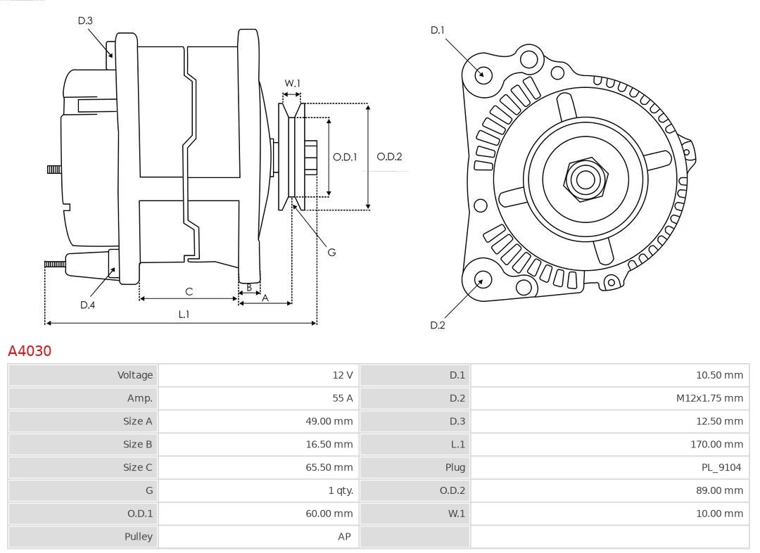 A4030 As-pl Alternador de coche