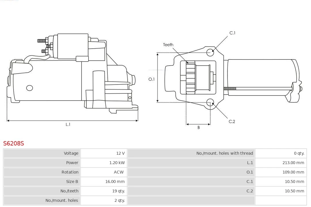 Motor de arranque S6208S As-pl