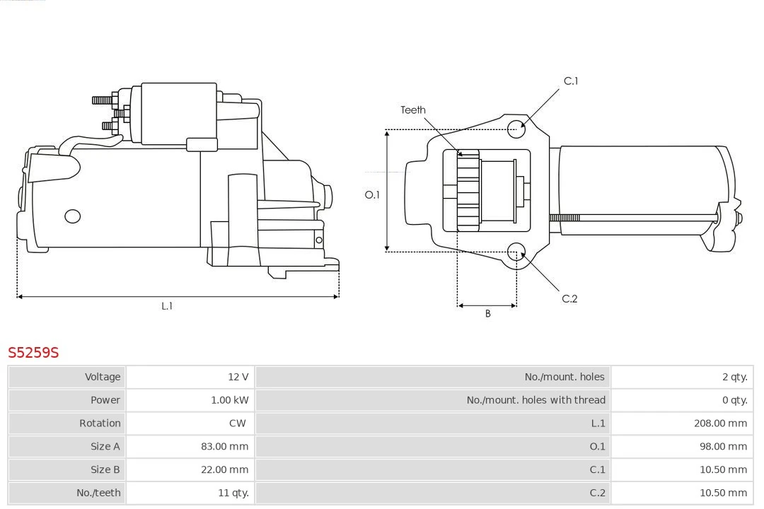 Motor de arranque S5259S As-pl