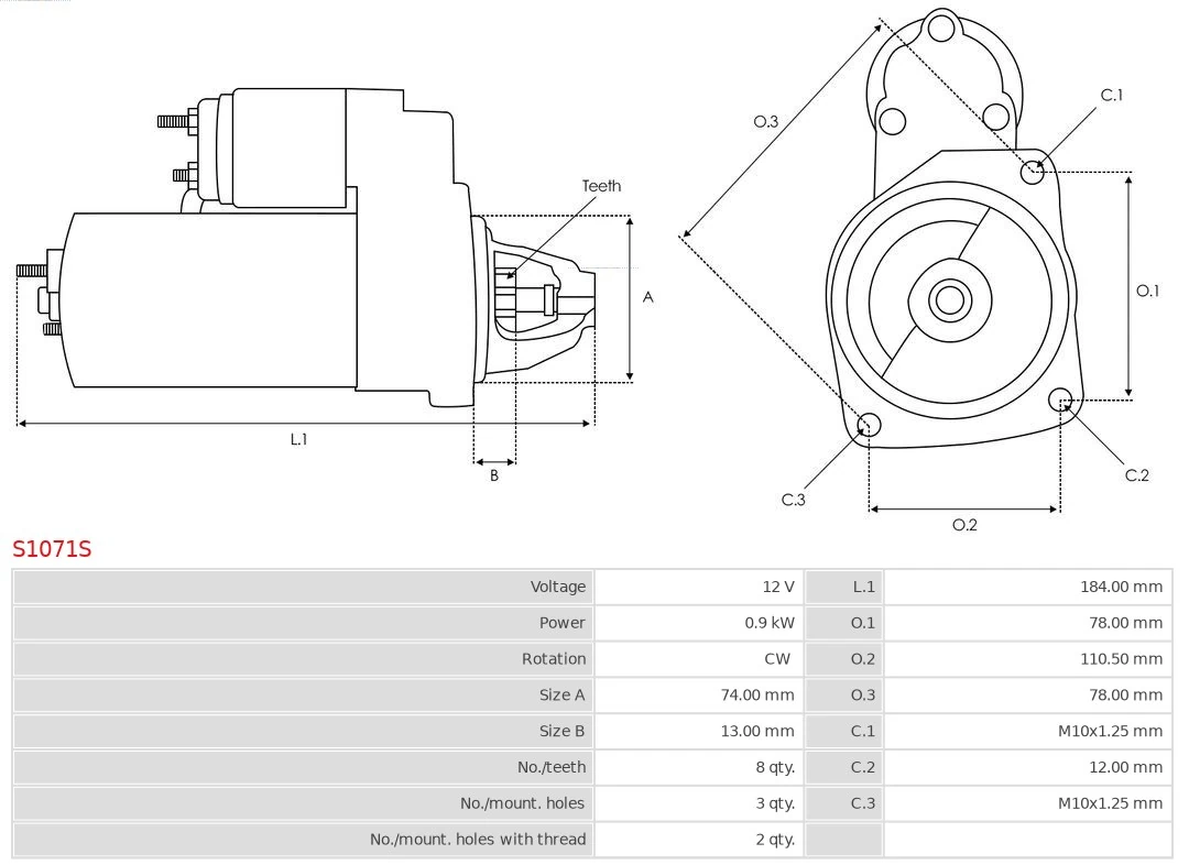 Motor de arranque S1071S As-pl