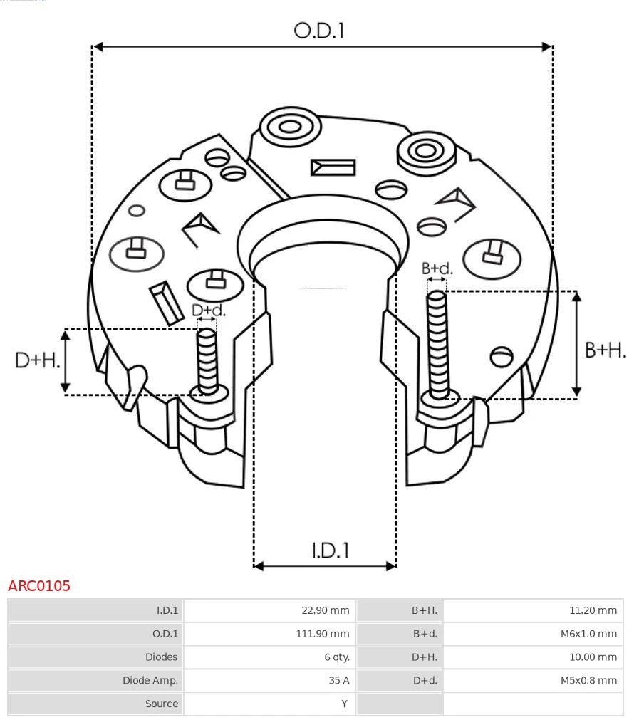 Puente de diodos, alternador para Ford Fiesta Mk4 JAS, JBS