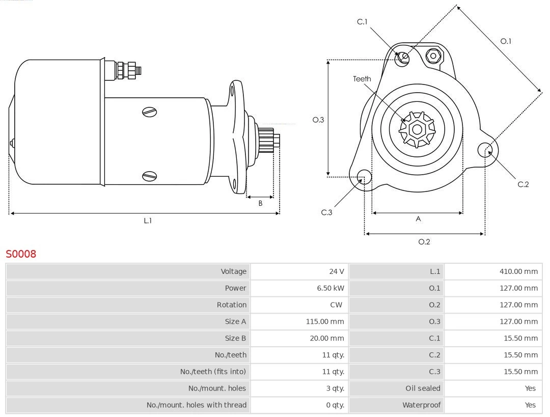 Motor de arranque S0008 As-pl