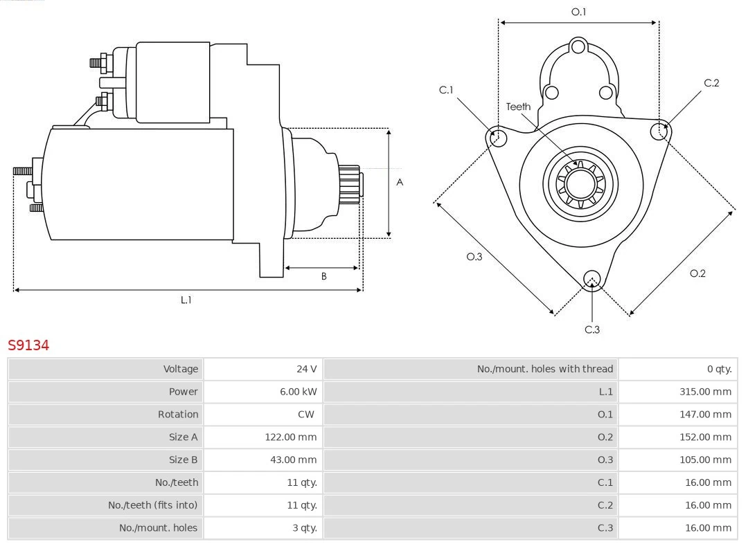 Motor de arranque S9134 As-pl