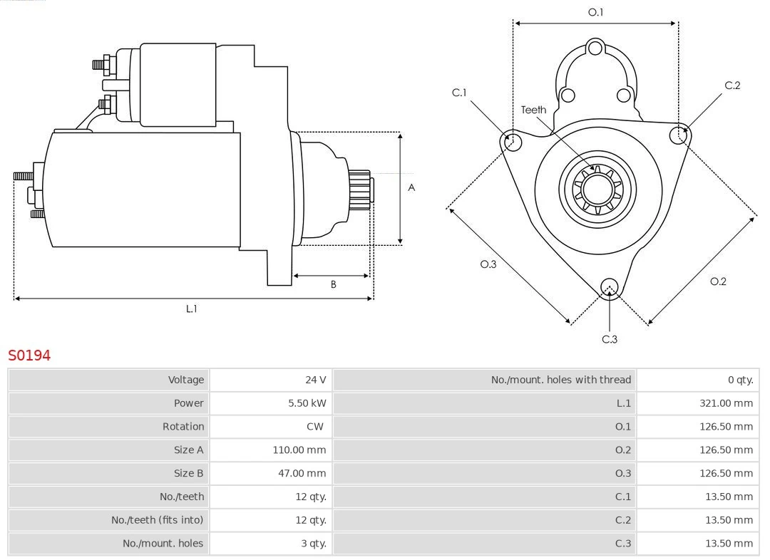 Motor de arranque S0194 As-pl