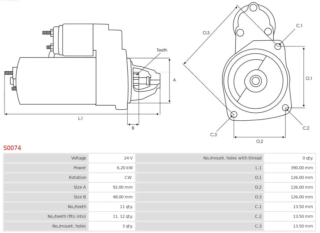 Motor de arranque S0074 As-pl