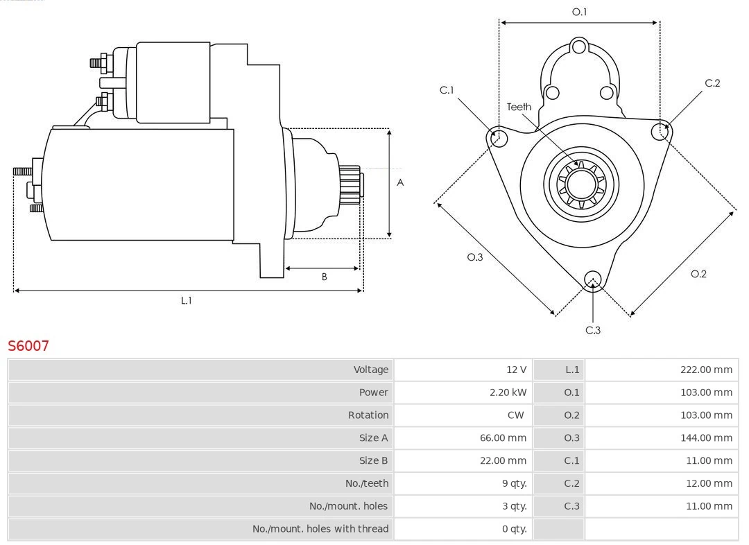 Motor de arranque S6007 As-pl