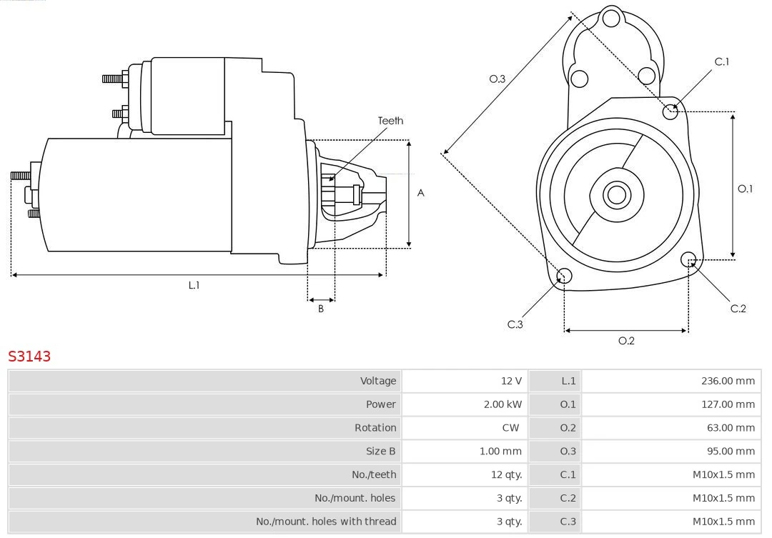 Motor de arranque S3143 As-pl
