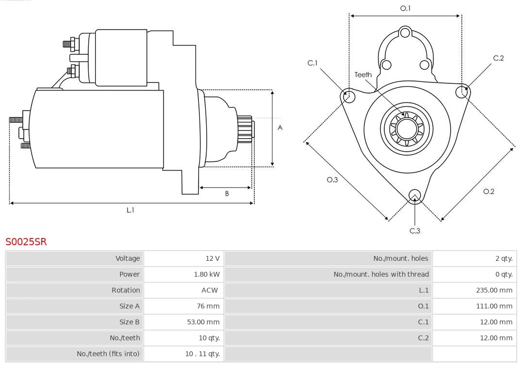 Motor de arranque S0025SR As-pl