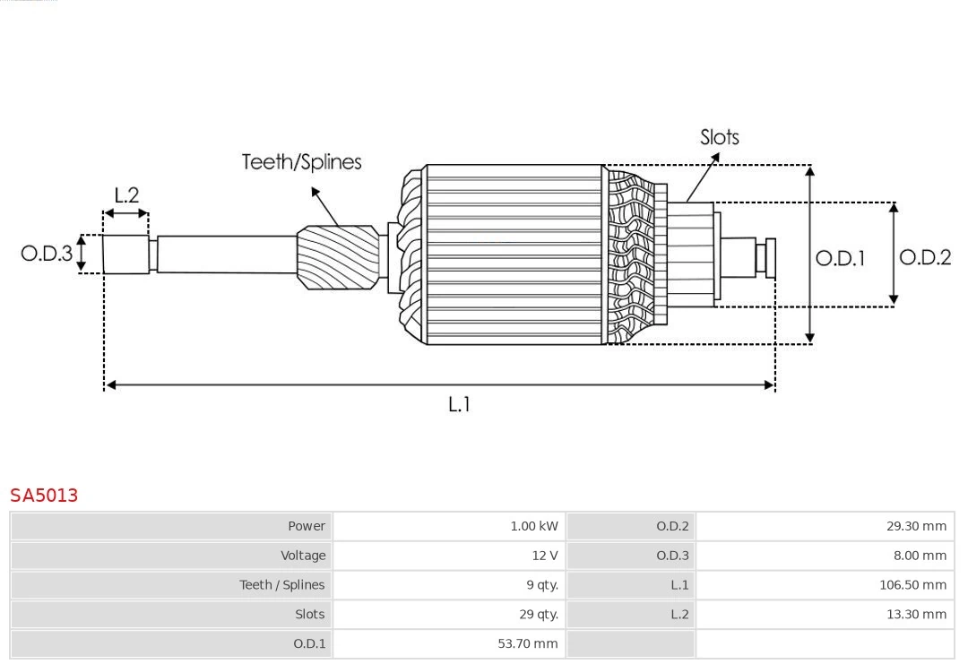 Inducido, motor de arranque Nissan Sunny 3 N14