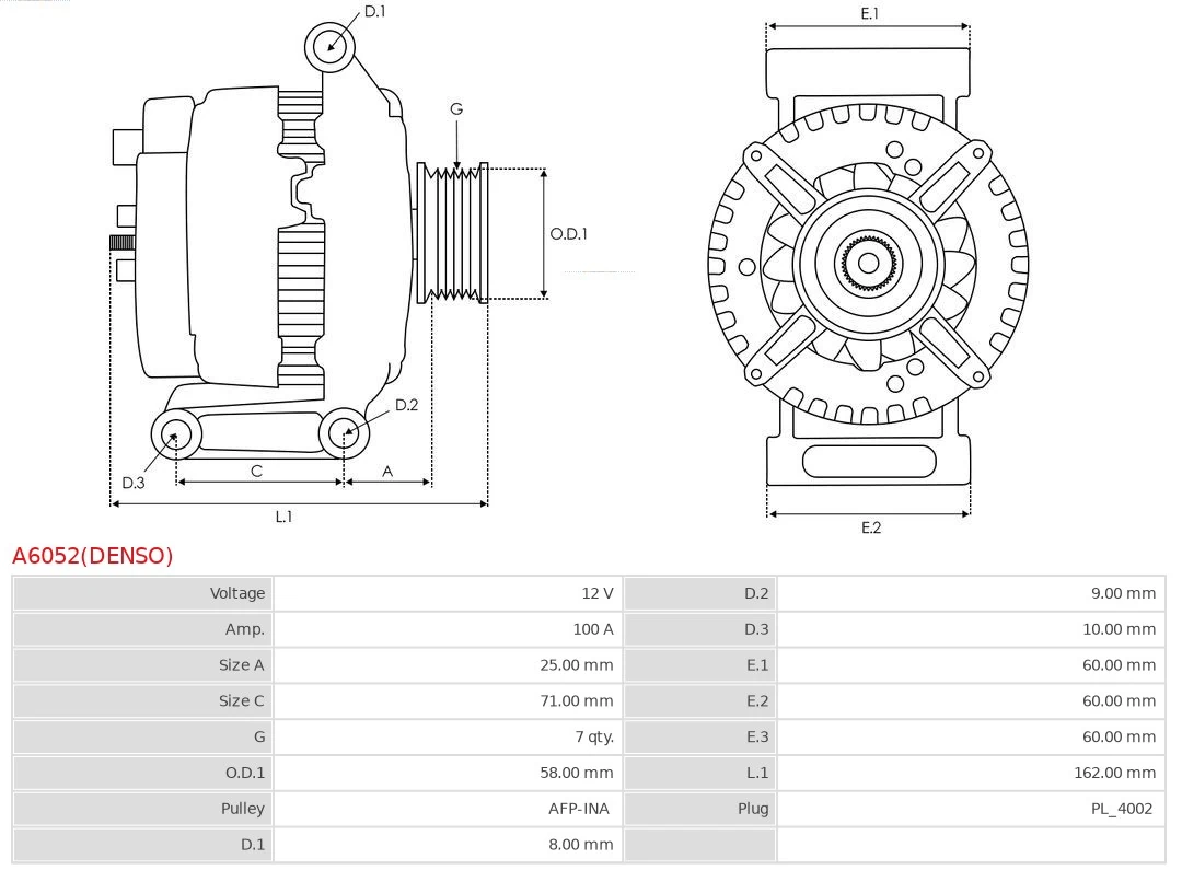Alternador A6052DENSO As-pl