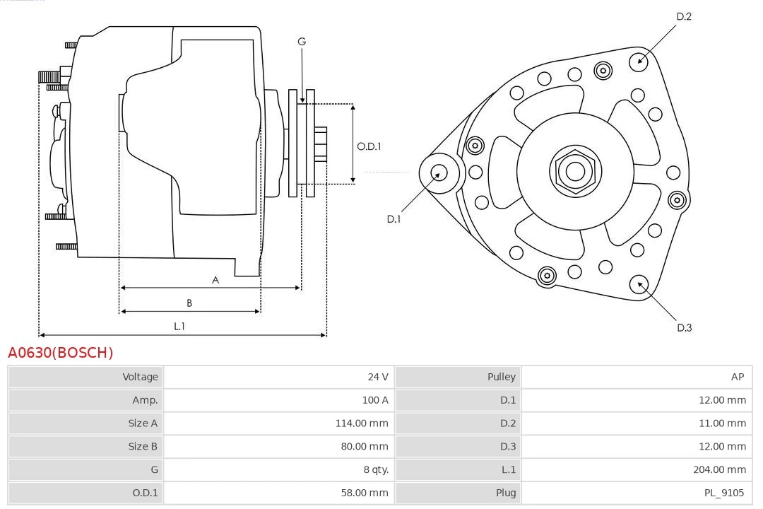 Generador As-pl A0630BOSCH