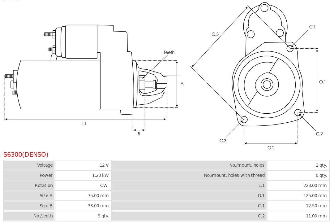 Motor de arranque S6300DENSO As-pl