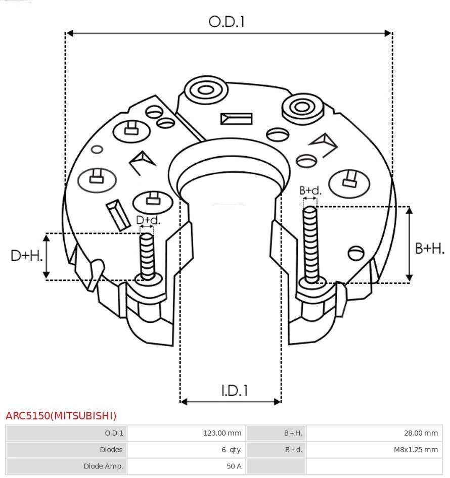 Puente rectificador del alternador As-pl ARC5150MITSUBISHI precio, desde 27,85 EUR