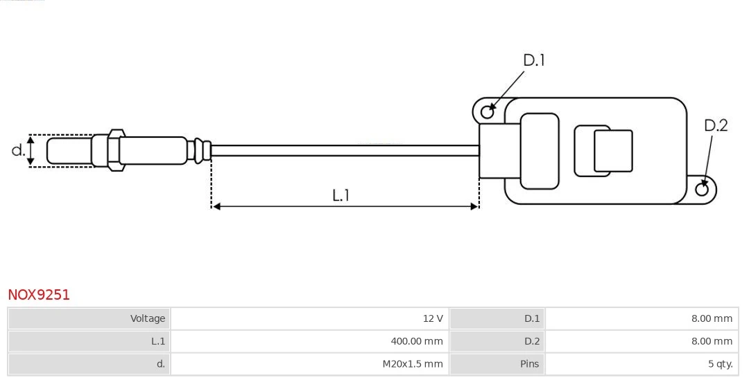 Sensor de óxidos de nitrógeno NOx delantero As-pl NOX9251 precio, desde 212,90 EUR