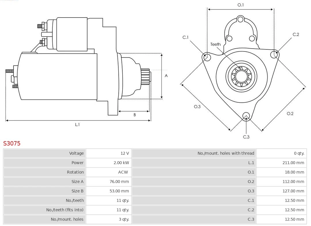 Motor de arranque S3075 As-pl