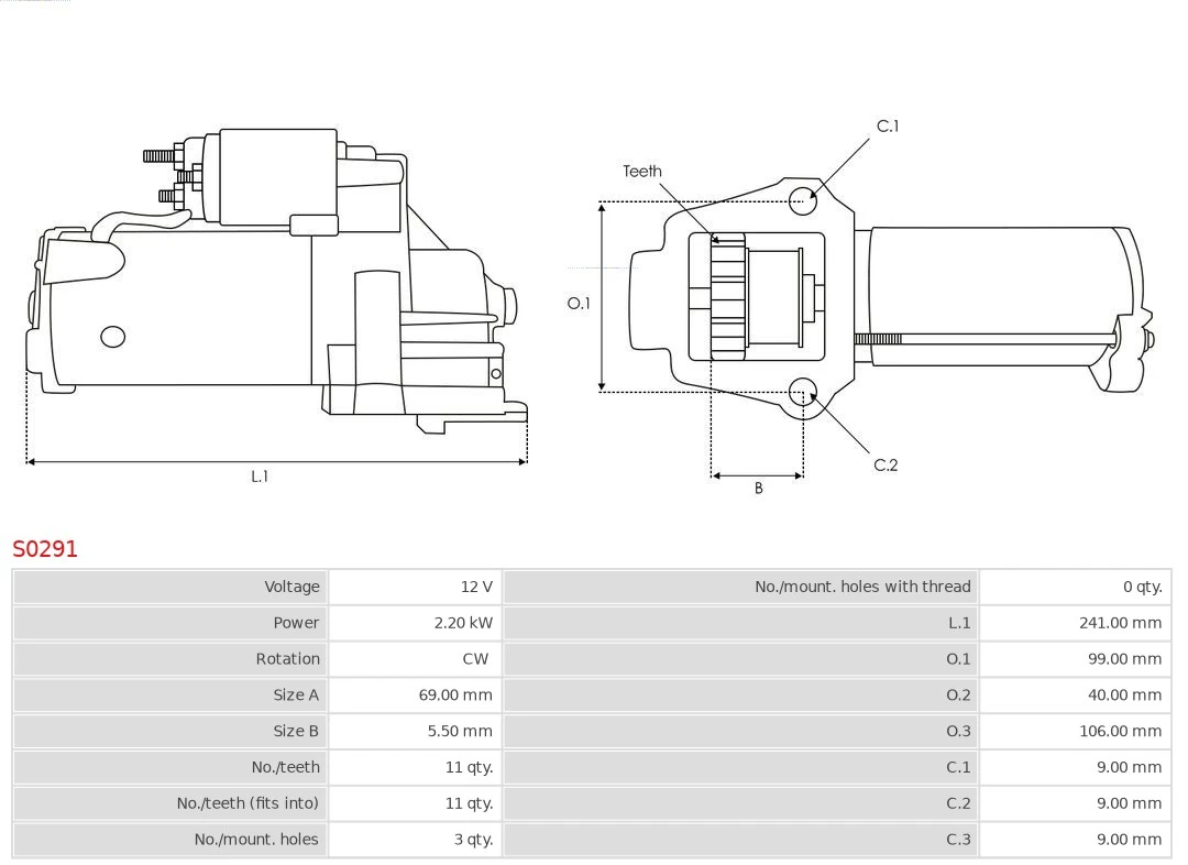 Motor de arranque S0291 As-pl