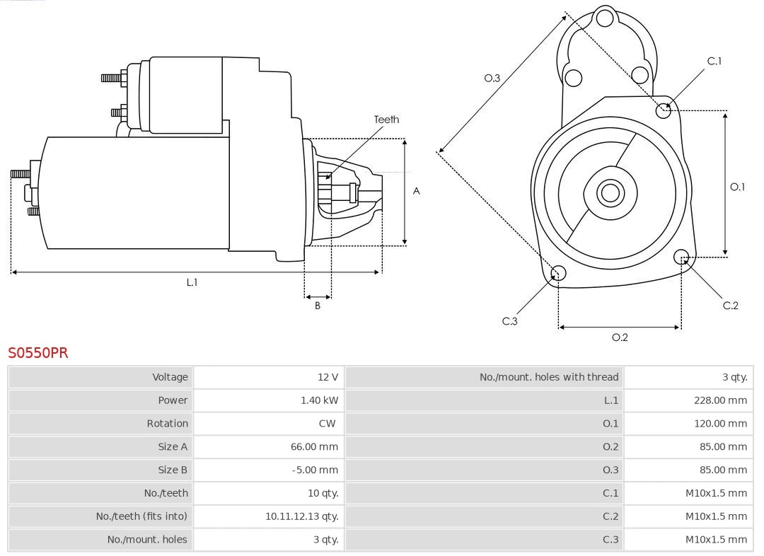 Motor de arranque S0550PR As-pl