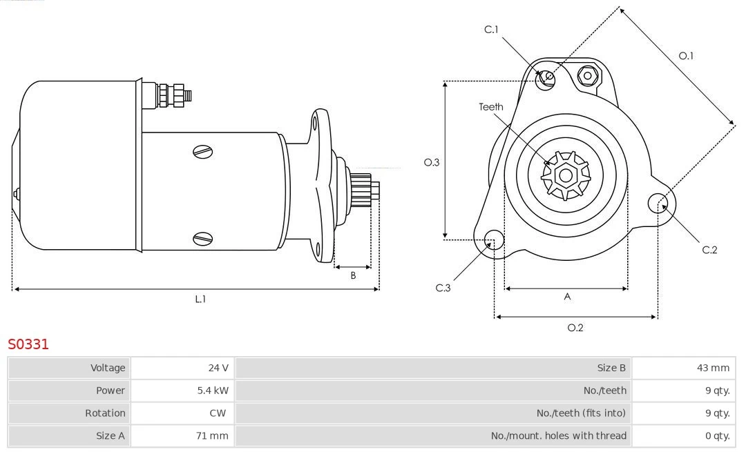 Motor de arranque S0331 As-pl