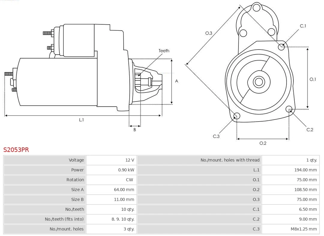 Motor de arranque S2053PR As-pl