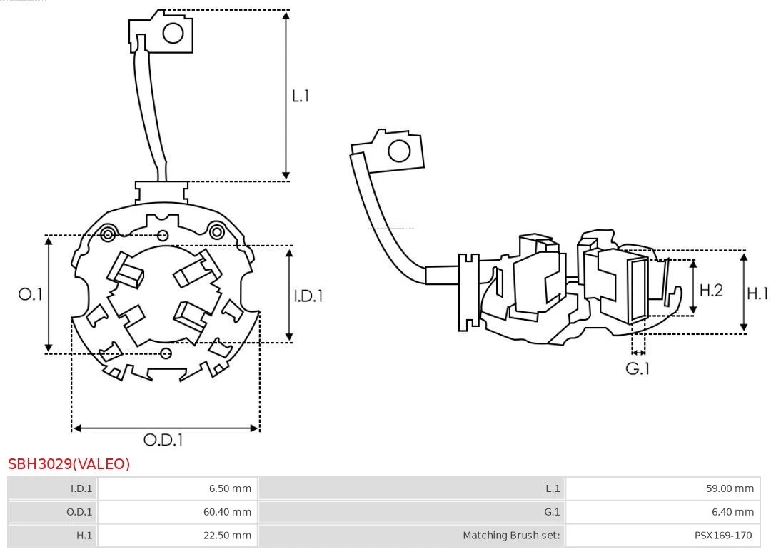 Soporte, escobillas de carbón, motor de arranque Peugeot/Citroen 93190561
