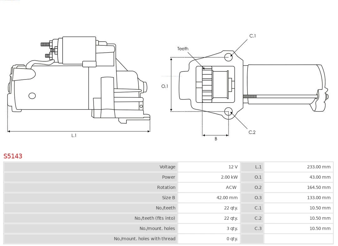Motor de arranque S5143 As-pl