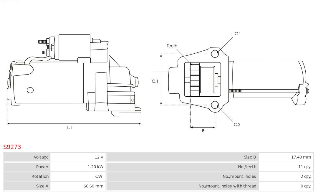 Motor de arranque S9273 As-pl
