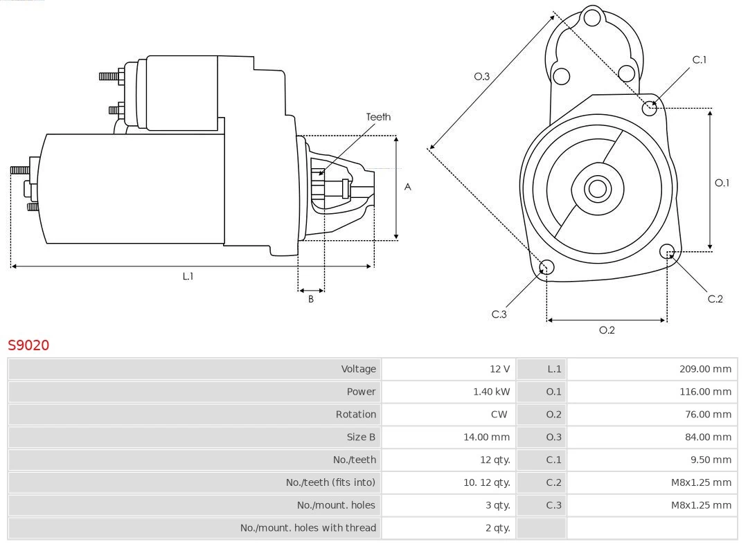 Motor de arranque S9020 As-pl