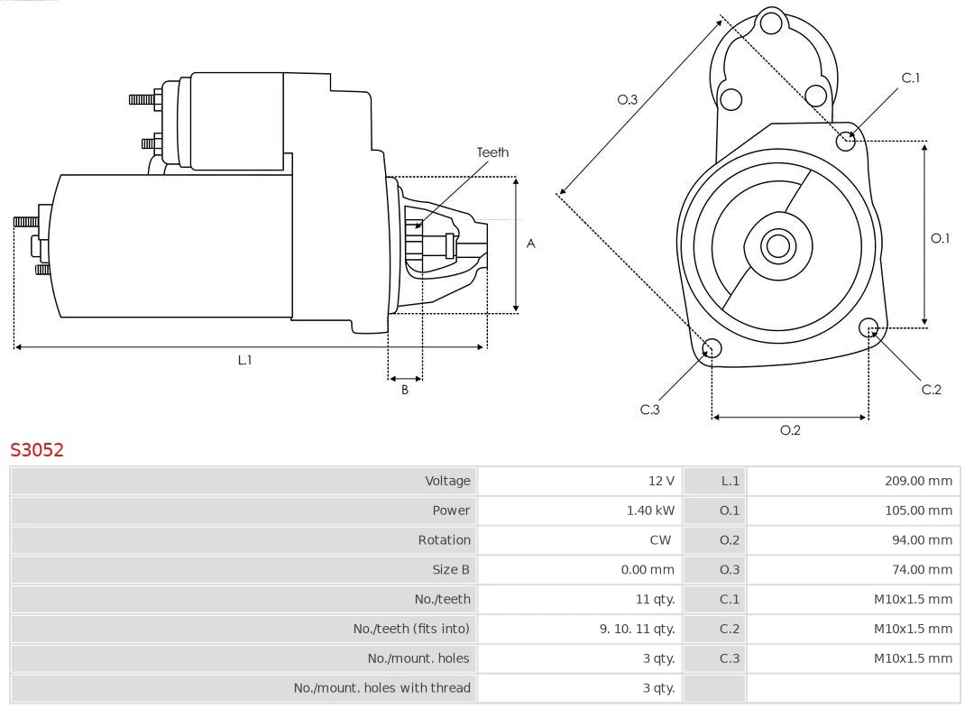 Motor de arranque S3052 As-pl